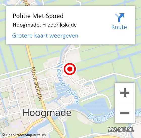 Locatie op kaart van de 112 melding: Politie Met Spoed Naar Hoogmade, Frederikskade op 21 juni 2022 11:17