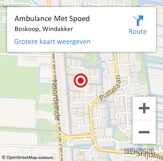 Locatie op kaart van de 112 melding: Ambulance Met Spoed Naar Boskoop, Windakker op 21 juni 2022 12:02