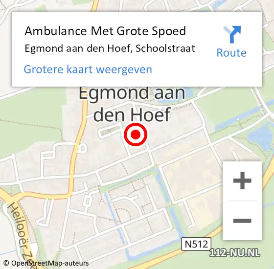 Locatie op kaart van de 112 melding: Ambulance Met Grote Spoed Naar Egmond aan den Hoef, Schoolstraat op 21 juni 2022 12:12