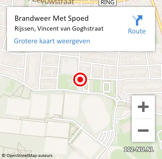 Locatie op kaart van de 112 melding: Brandweer Met Spoed Naar Rijssen, Vincent van Goghstraat op 20 juli 2014 22:15
