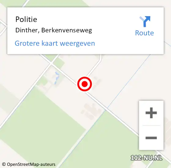 Locatie op kaart van de 112 melding: Politie Dinther, Berkenvenseweg op 21 juni 2022 12:19