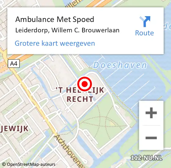 Locatie op kaart van de 112 melding: Ambulance Met Spoed Naar Leiderdorp, Willem C. Brouwerlaan op 21 juni 2022 12:22