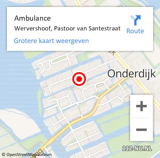 Locatie op kaart van de 112 melding: Ambulance Wervershoof, Pastoor van Santestraat op 21 juni 2022 12:22