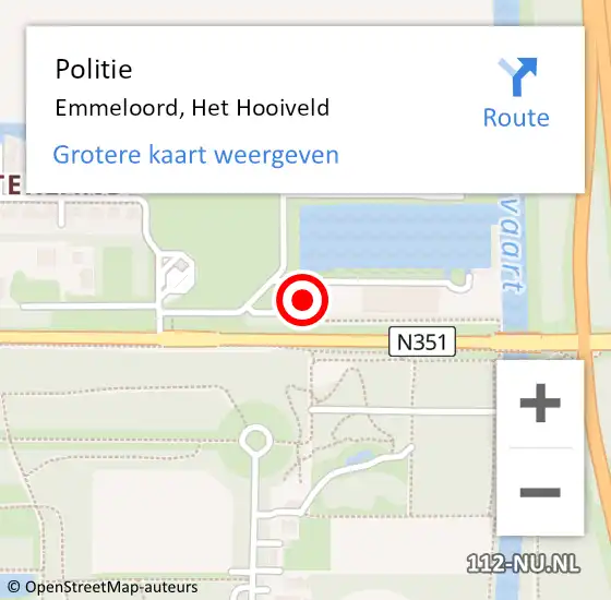 Locatie op kaart van de 112 melding: Politie Emmeloord, Het Hooiveld op 21 juni 2022 12:25