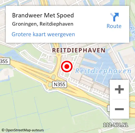 Locatie op kaart van de 112 melding: Brandweer Met Spoed Naar Groningen, Reitdiephaven op 21 juni 2022 12:35