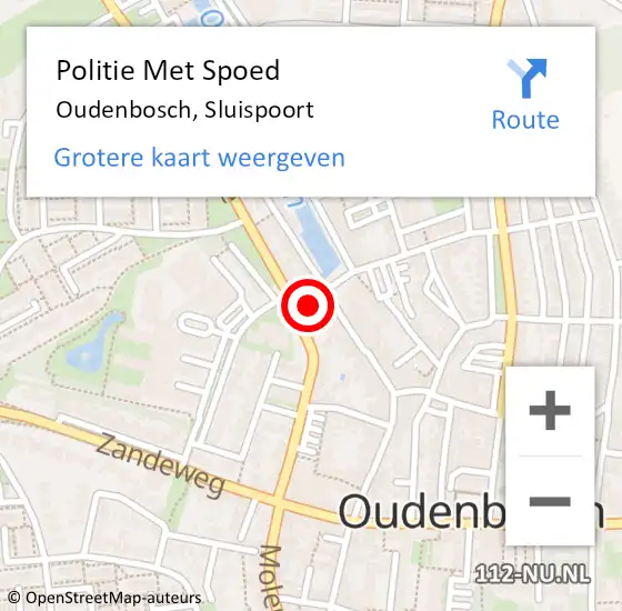 Locatie op kaart van de 112 melding: Politie Met Spoed Naar Oudenbosch, Sluispoort op 21 juni 2022 12:52