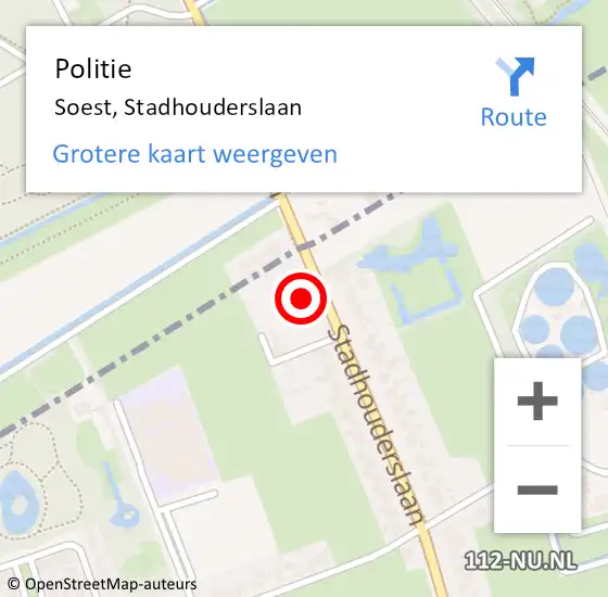 Locatie op kaart van de 112 melding: Politie Soest, Stadhouderslaan op 21 juni 2022 13:01