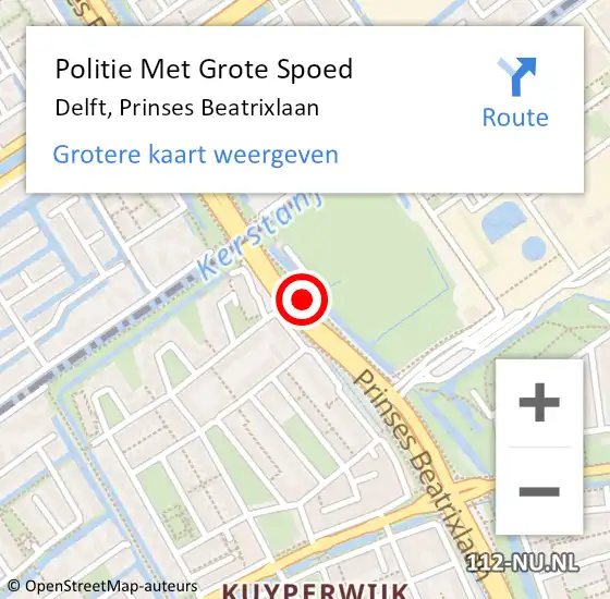 Locatie op kaart van de 112 melding: Politie Met Grote Spoed Naar Delft, Prinses Beatrixlaan op 21 juni 2022 13:02