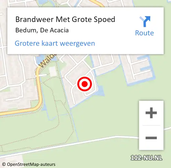 Locatie op kaart van de 112 melding: Brandweer Met Grote Spoed Naar Bedum, De Acacia op 21 juni 2022 13:02