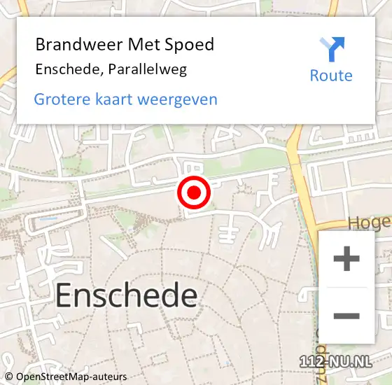 Locatie op kaart van de 112 melding: Brandweer Met Spoed Naar Enschede, Parallelweg op 21 juni 2022 13:13