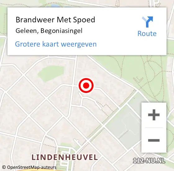 Locatie op kaart van de 112 melding: Brandweer Met Spoed Naar Geleen, Begoniasingel op 21 juni 2022 13:32