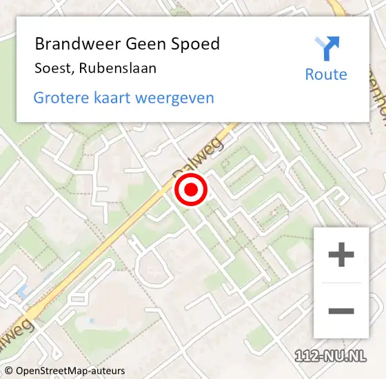 Locatie op kaart van de 112 melding: Brandweer Geen Spoed Naar Soest, Rubenslaan op 21 juni 2022 13:33
