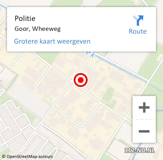 Locatie op kaart van de 112 melding: Politie Goor, Wheeweg op 21 juni 2022 13:58