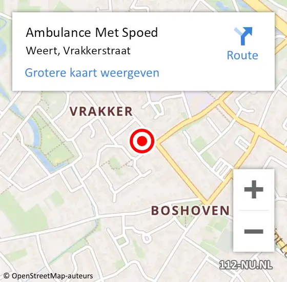 Locatie op kaart van de 112 melding: Ambulance Met Spoed Naar Weert, Vrakkerstraat op 21 juni 2022 14:34