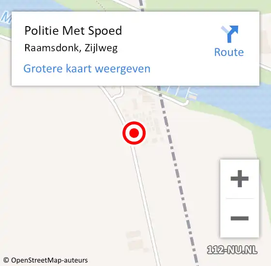 Locatie op kaart van de 112 melding: Politie Met Spoed Naar Raamsdonk, Zijlweg op 21 juni 2022 14:49