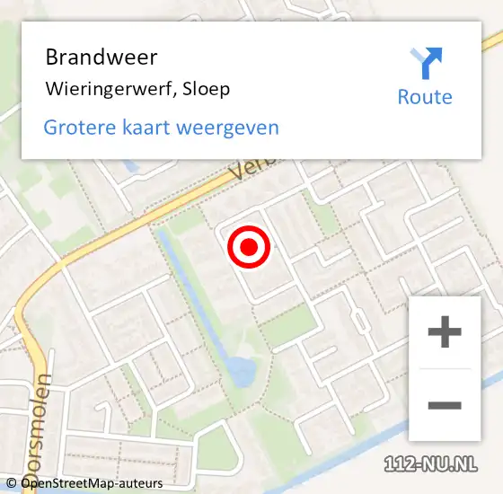 Locatie op kaart van de 112 melding: Brandweer Wieringerwerf, Sloep op 21 juni 2022 14:51