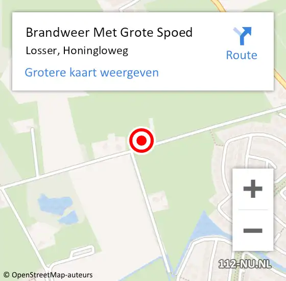 Locatie op kaart van de 112 melding: Brandweer Met Grote Spoed Naar Losser, Honingloweg op 21 juni 2022 14:58