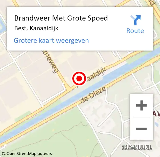 Locatie op kaart van de 112 melding: Brandweer Met Grote Spoed Naar Best, Kanaaldijk op 21 juni 2022 15:03