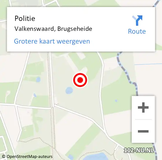 Locatie op kaart van de 112 melding: Politie Valkenswaard, Brugseheide op 21 juni 2022 15:04