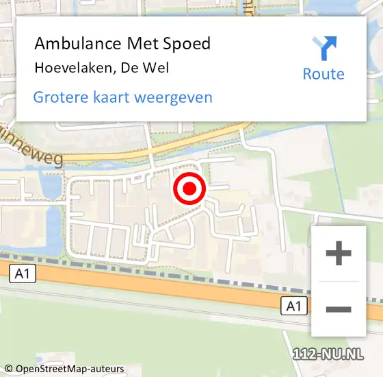 Locatie op kaart van de 112 melding: Ambulance Met Spoed Naar Hoevelaken, De Wel op 21 juni 2022 15:22