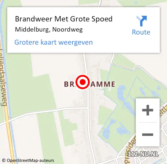 Locatie op kaart van de 112 melding: Brandweer Met Grote Spoed Naar Middelburg, Noordweg op 21 juni 2022 15:30