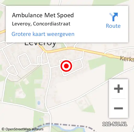 Locatie op kaart van de 112 melding: Ambulance Met Spoed Naar Leveroy, Concordiastraat op 20 juli 2014 22:47