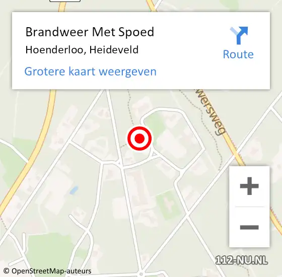 Locatie op kaart van de 112 melding: Brandweer Met Spoed Naar Hoenderloo, Heideveld op 21 juni 2022 15:53