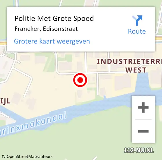 Locatie op kaart van de 112 melding: Politie Met Grote Spoed Naar Franeker, Edisonstraat op 21 juni 2022 15:55