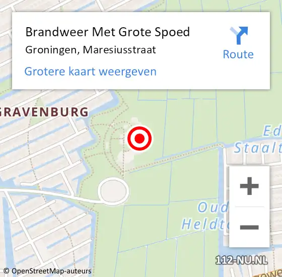 Locatie op kaart van de 112 melding: Brandweer Met Grote Spoed Naar Groningen, Maresiusstraat op 21 juni 2022 16:01