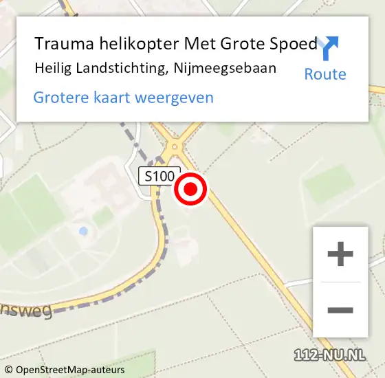 Locatie op kaart van de 112 melding: Trauma helikopter Met Grote Spoed Naar Heilig Landstichting, Nijmeegsebaan op 21 juni 2022 16:01