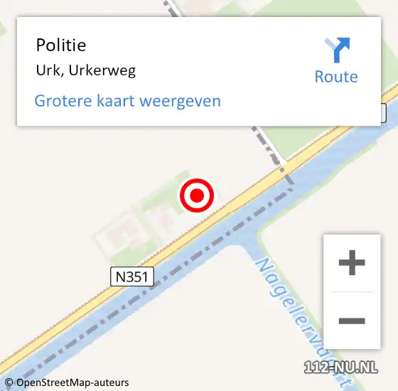 Locatie op kaart van de 112 melding: Politie Urk, Urkerweg op 21 juni 2022 16:05