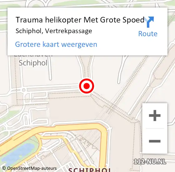 Locatie op kaart van de 112 melding: Trauma helikopter Met Grote Spoed Naar Schiphol, Vertrekpassage op 21 juni 2022 16:10