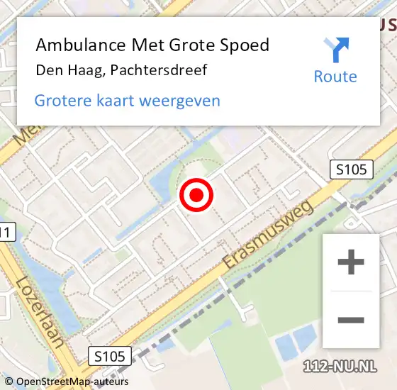 Locatie op kaart van de 112 melding: Ambulance Met Grote Spoed Naar Den Haag, Pachtersdreef op 21 juni 2022 16:10