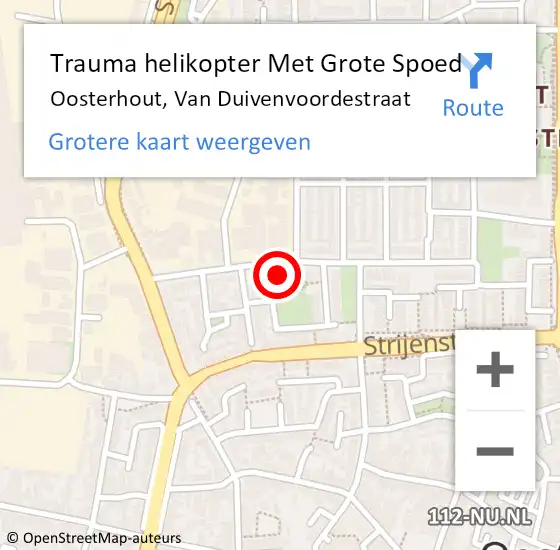 Locatie op kaart van de 112 melding: Trauma helikopter Met Grote Spoed Naar Oosterhout, Van Duivenvoordestraat op 21 juni 2022 16:12