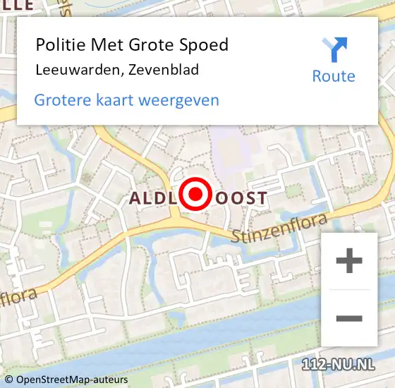 Locatie op kaart van de 112 melding: Politie Met Grote Spoed Naar Leeuwarden, Zevenblad op 21 juni 2022 16:19