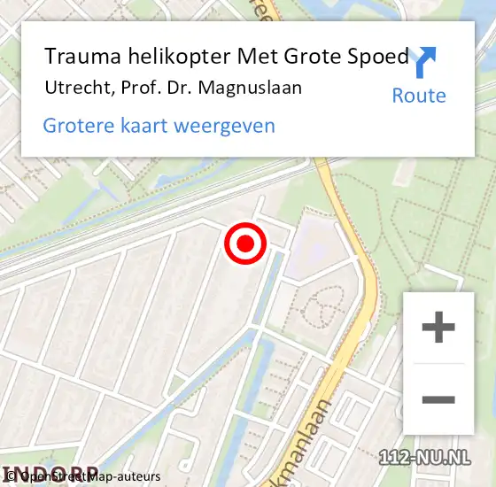 Locatie op kaart van de 112 melding: Trauma helikopter Met Grote Spoed Naar Utrecht, Prof. Dr. Magnuslaan op 21 juni 2022 16:22