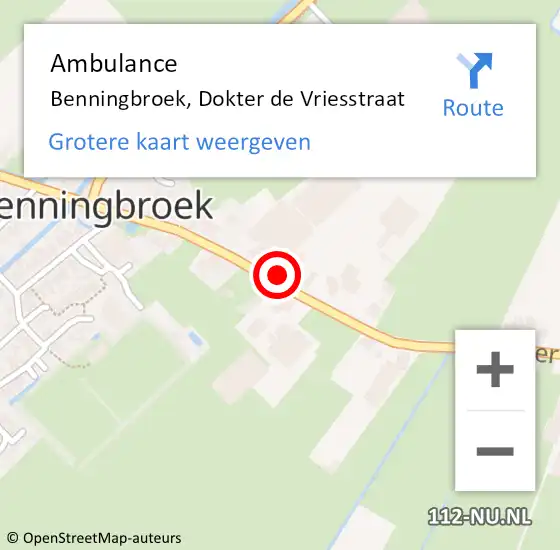 Locatie op kaart van de 112 melding: Ambulance Benningbroek, Dokter de Vriesstraat op 21 juni 2022 16:34