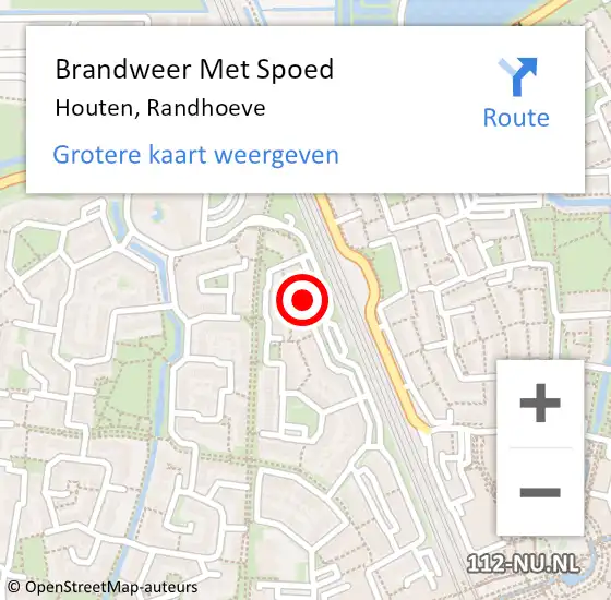 Locatie op kaart van de 112 melding: Brandweer Met Spoed Naar Houten, Randhoeve op 21 juni 2022 16:42