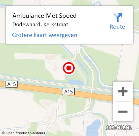 Locatie op kaart van de 112 melding: Ambulance Met Spoed Naar Dodewaard, Kerkstraat op 21 juni 2022 17:08