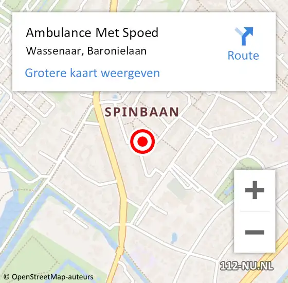 Locatie op kaart van de 112 melding: Ambulance Met Spoed Naar Wassenaar, Baronielaan op 21 juni 2022 17:28