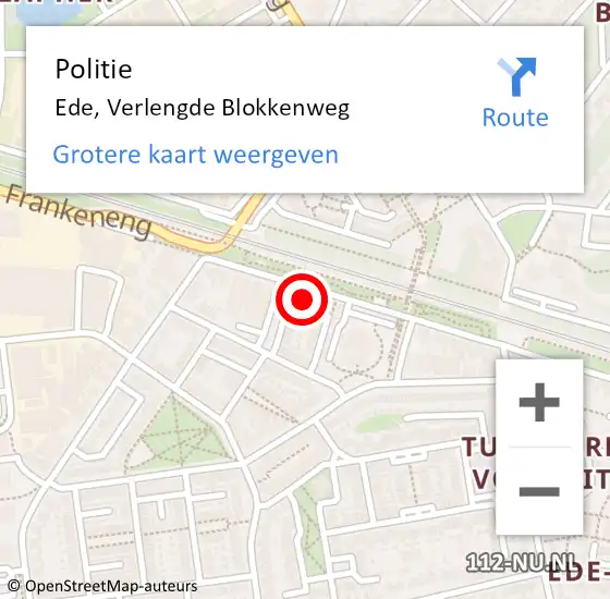 Locatie op kaart van de 112 melding: Politie Ede, Verlengde Blokkenweg op 21 juni 2022 17:28