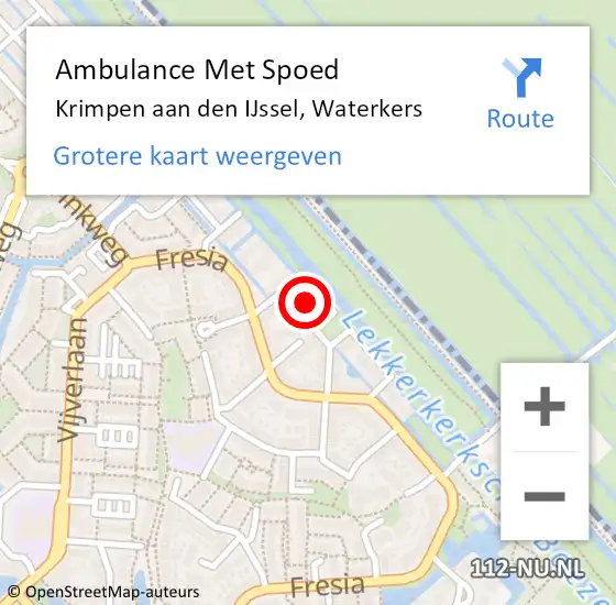 Locatie op kaart van de 112 melding: Ambulance Met Spoed Naar Krimpen aan den IJssel, Waterkers op 21 juni 2022 17:42