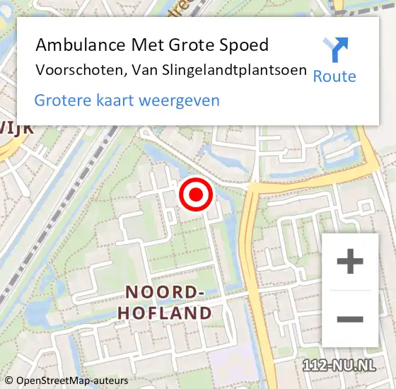 Locatie op kaart van de 112 melding: Ambulance Met Grote Spoed Naar Voorschoten, Van Slingelandtplantsoen op 21 juni 2022 18:17