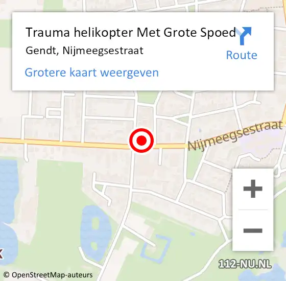 Locatie op kaart van de 112 melding: Trauma helikopter Met Grote Spoed Naar Gendt, Nijmeegsestraat op 21 juni 2022 18:20