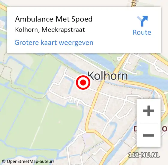 Locatie op kaart van de 112 melding: Ambulance Met Spoed Naar Kolhorn, Meekrapstraat op 21 juni 2022 18:20