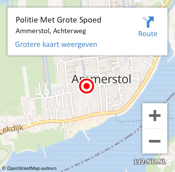 Locatie op kaart van de 112 melding: Politie Met Grote Spoed Naar Ammerstol, Achterweg op 21 juni 2022 18:53