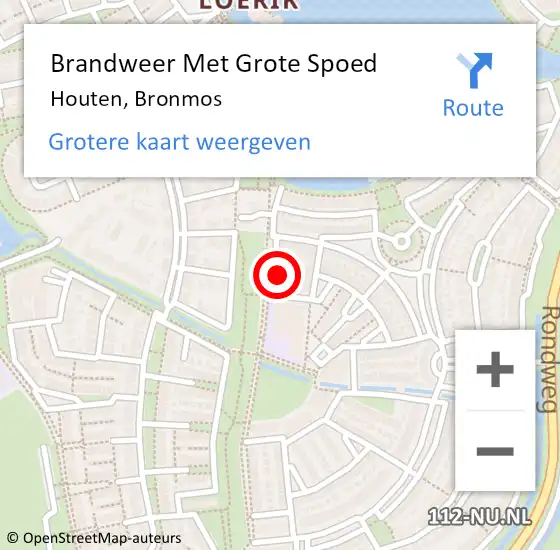 Locatie op kaart van de 112 melding: Brandweer Met Grote Spoed Naar Houten, Bronmos op 21 juni 2022 19:01