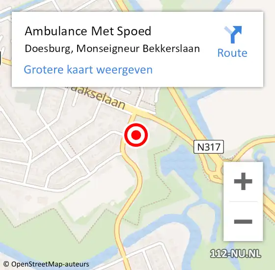 Locatie op kaart van de 112 melding: Ambulance Met Spoed Naar Doesburg, Monseigneur Bekkerslaan op 21 juni 2022 19:06