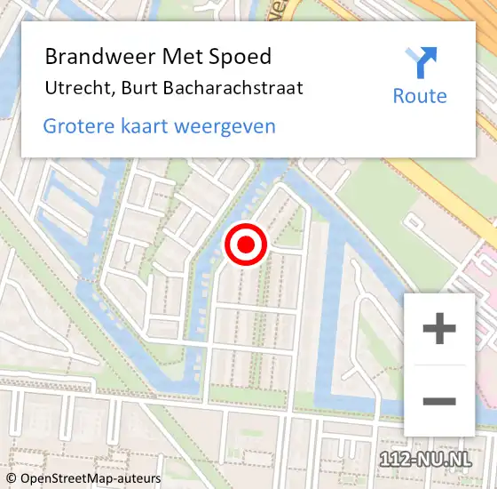 Locatie op kaart van de 112 melding: Brandweer Met Spoed Naar Utrecht, Burt Bacharachstraat op 21 juni 2022 19:33