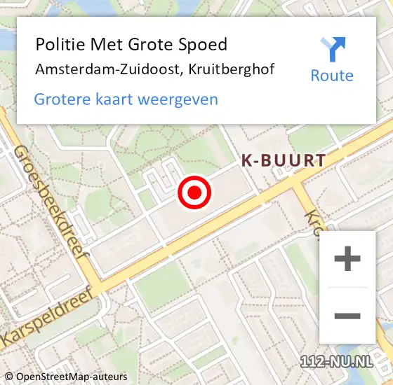 Locatie op kaart van de 112 melding: Politie Met Grote Spoed Naar Amsterdam-Zuidoost, Kruitberghof op 21 juni 2022 19:55